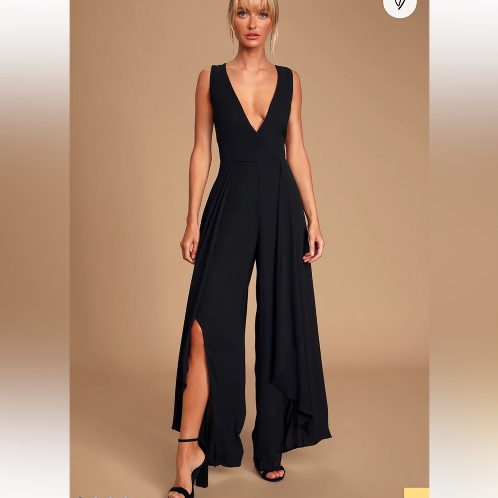 Lulu's Midnight Black V-Neck Jumpsuit